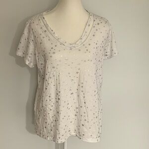 Marc NY Women's Size M White Star Print V-Neck Top